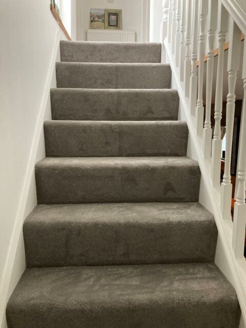Grey carpet on stairs