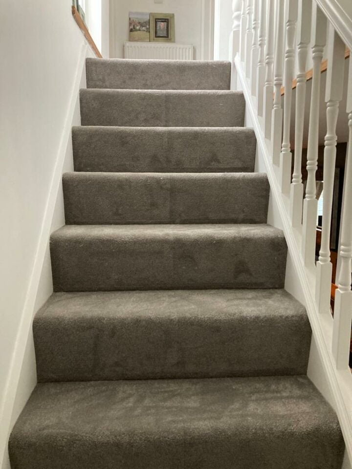 Grey carpet on stairs