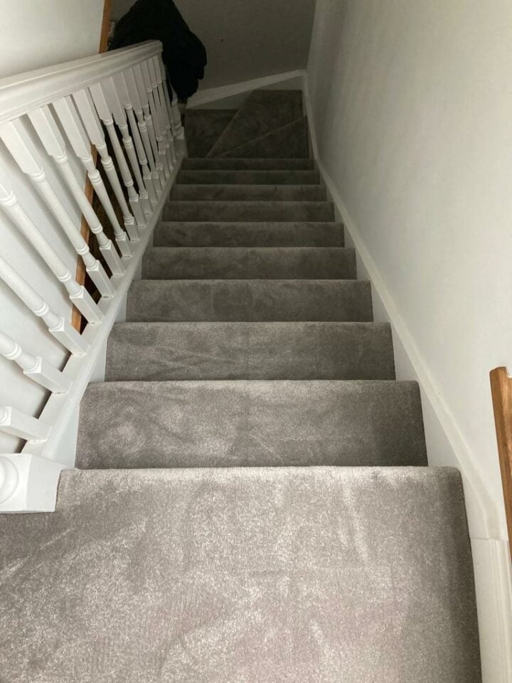 Grey carpet on stairs