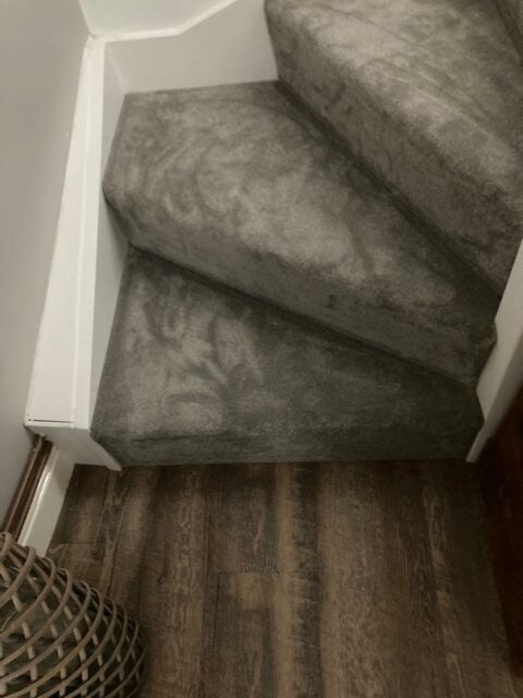 Carpet on stairs with LVT wood effect flooring