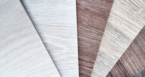 Assortment of wood effect vinyl flooring