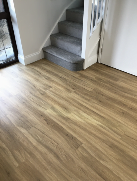 Wood effect LVT in hallway