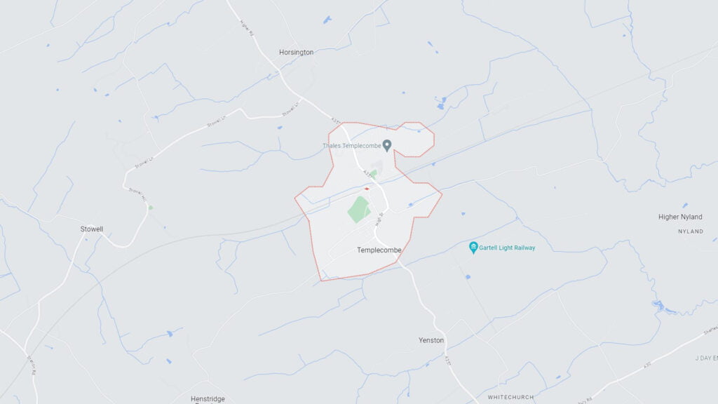 Area map of Templecombe in Somerset